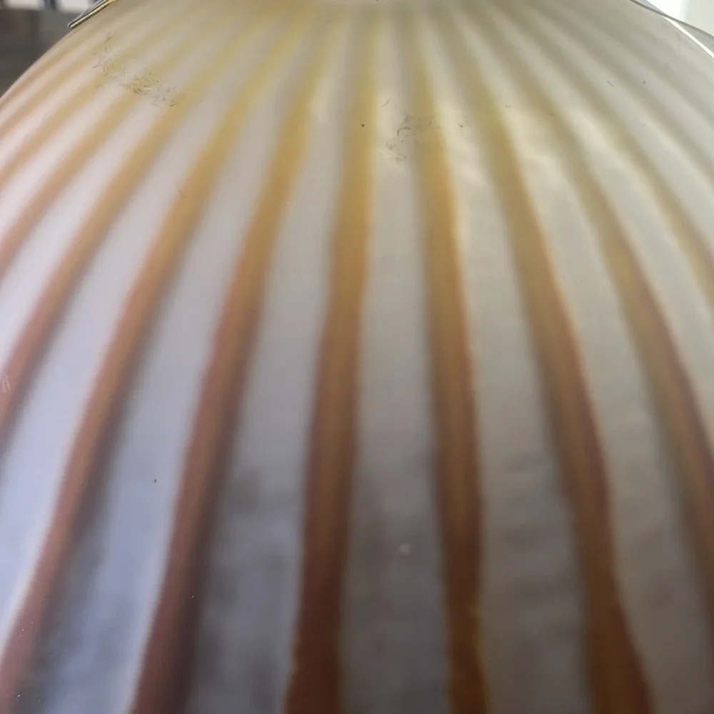 Vintage Frosted Glass Globe with Amber Stripes